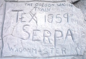 Image of Register Cliff (Wyoming SPHO archives) Hopefully, our crew leaves their mark by the work they did there, not their name and date.